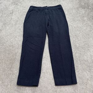 Pendleton Polka Dot Cropped Ankle Pants Womens 4 Navy Blue White Textured Cotton